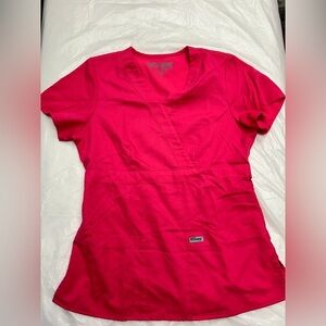 Greys Anatomy Hot Pink Scrubs Top Tshirt Pockets women’s size small NWOT​